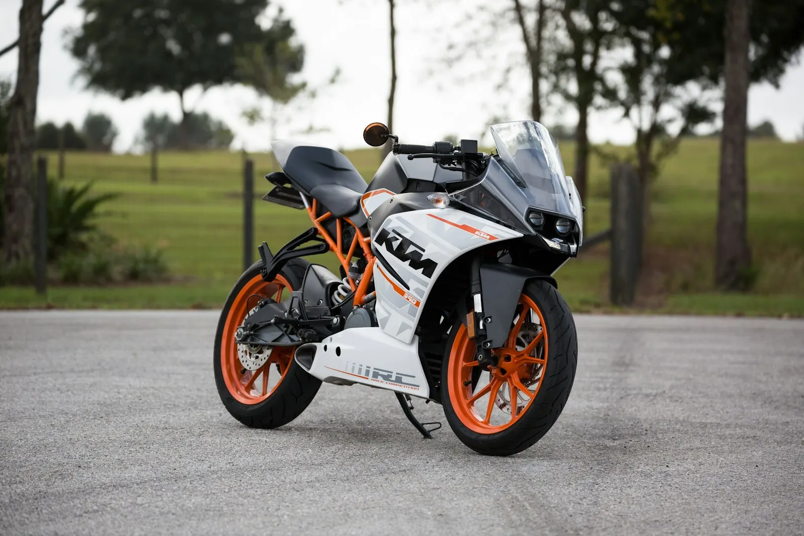 Sport motorbike parked in a lot